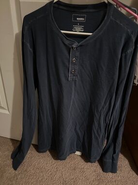 Sonoma Dark Navy Long-Sleeve Henley Shirt